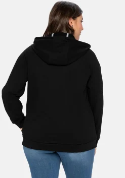 Sweatjacke mit Kapuze und kleinem Brust-Print<sheego Discount