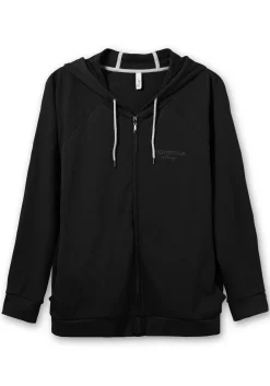Sweatjacke mit Kapuze und kleinem Brust-Print<sheego Discount