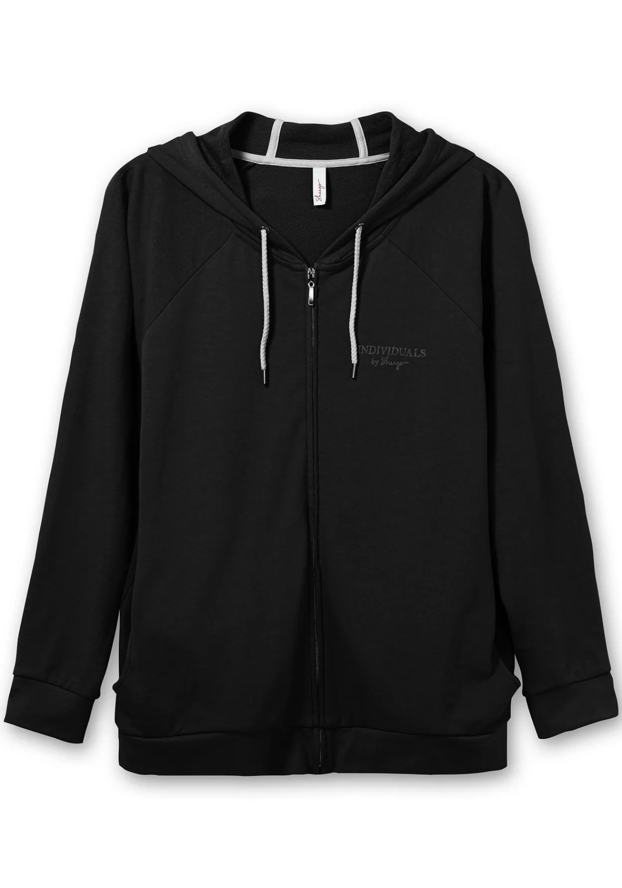 Sweatjacke mit Kapuze und kleinem Brust-Print<sheego Discount
