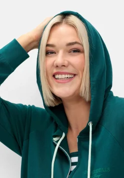 Sweatjacke mit Kapuze und kleinem Brust-Print<sheego Online