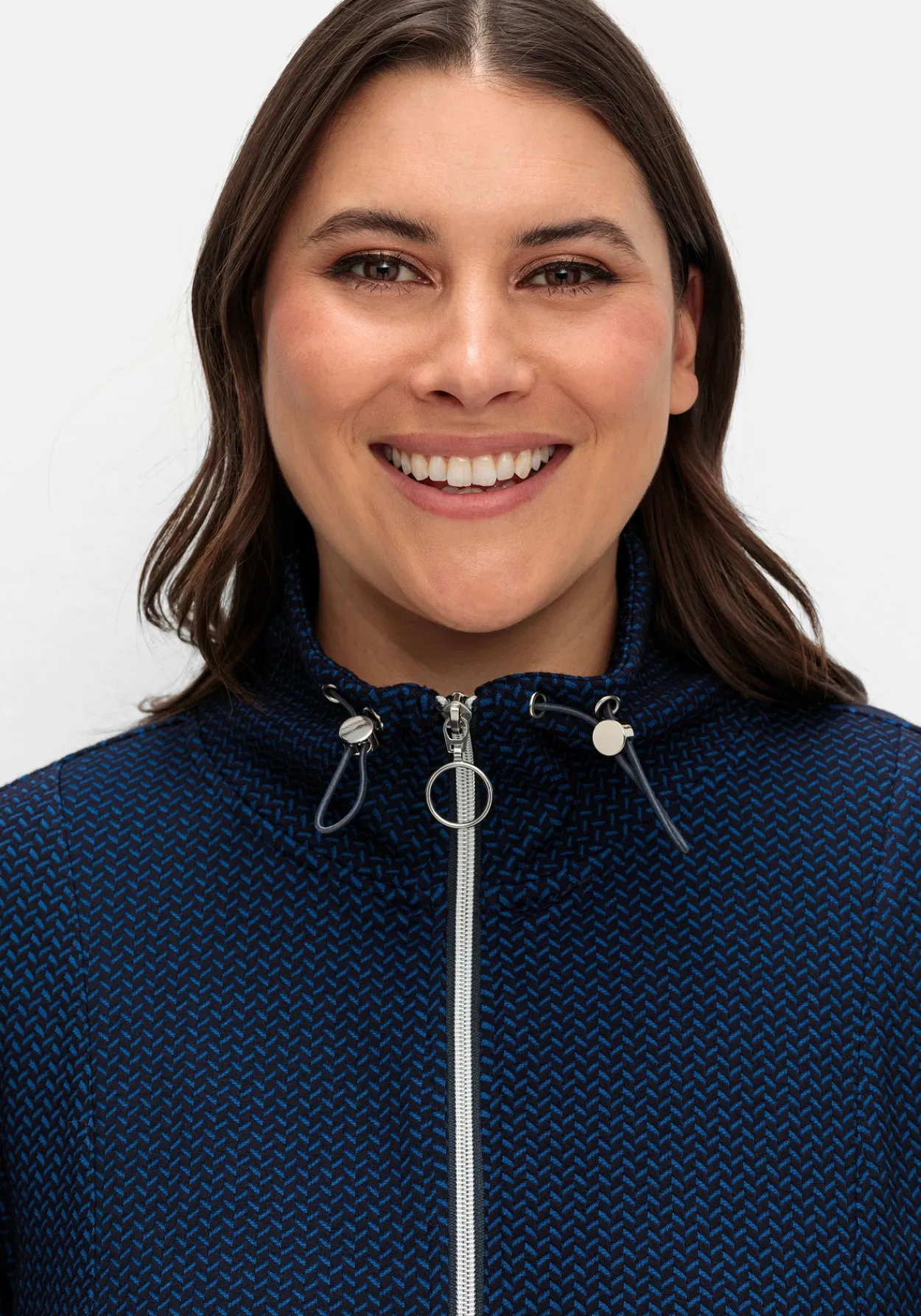 Sweatjacke mit Stehkragen und Jacquardmuster<sheego Clearance