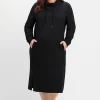 Sweatkleid mit weitem Kragen und Seitentaschen<sheego Online