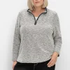Sweatshirt in Bouclé-Qualität, mit Troyerkragen<sheego Discount