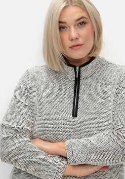 Sweatshirt in Bouclé-Qualität, mit Troyerkragen<sheego Discount