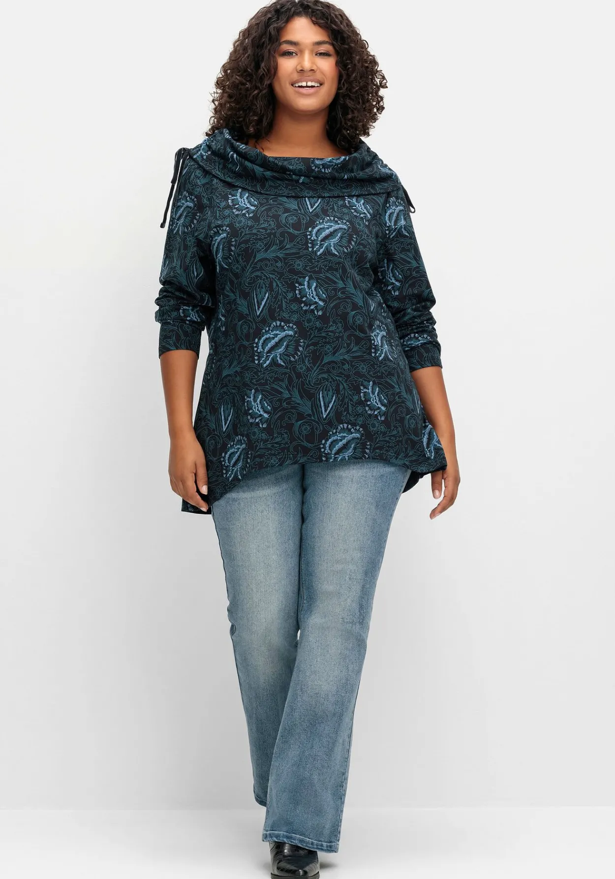 Sweatshirt in Longform mit weitem Kragen<sheego by Joe Browns Clearance