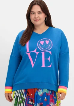 Sweatshirt mit Frontdruck und Ringelbündchen<sheego loves miss goodlife Best