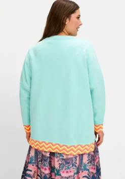 Sweatshirt mit Frontdruck und Streifenbündchen<sheego loves miss goodlife Online