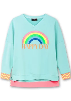 Sweatshirt mit Frontdruck und Streifenbündchen<sheego loves miss goodlife Online