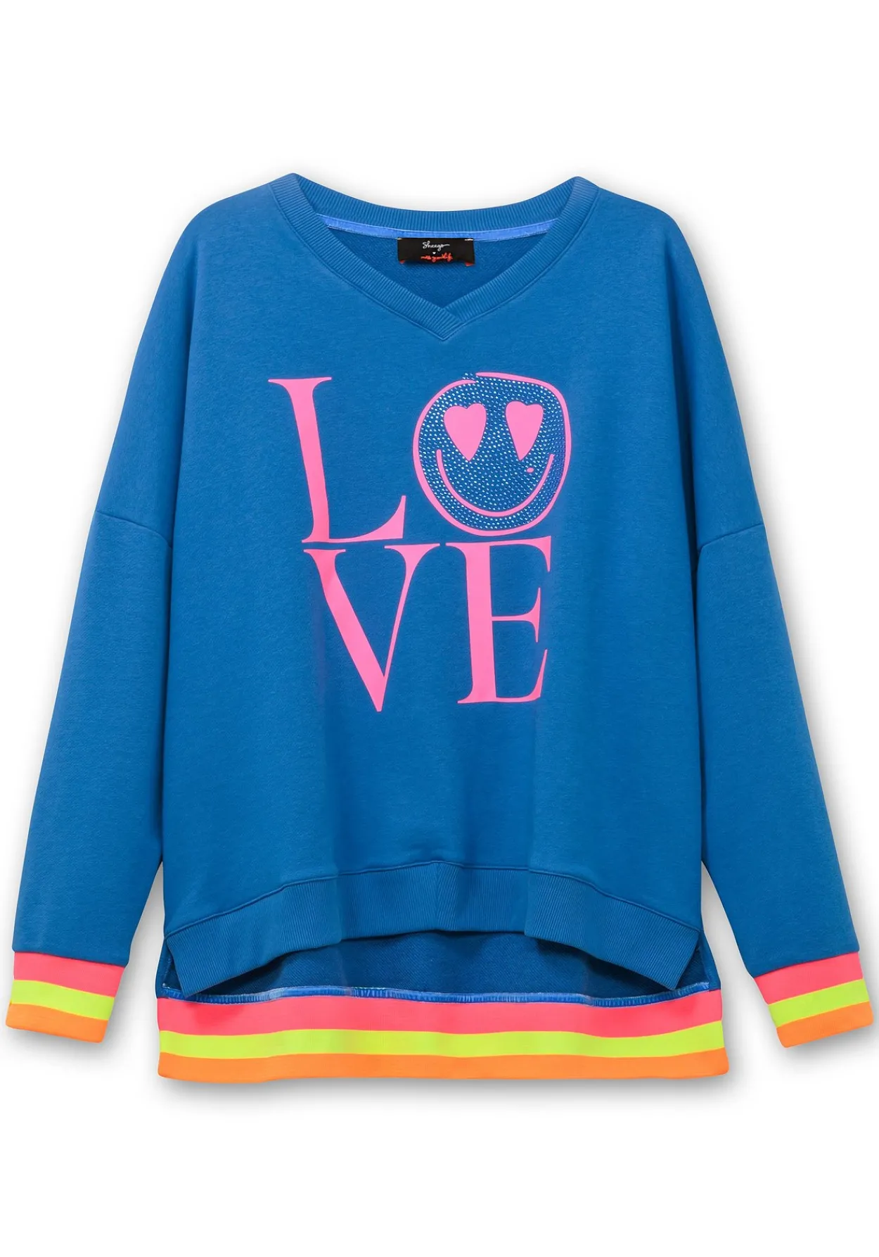 Sweatshirt mit Frontdruck und Ringelbündchen<sheego loves miss goodlife Best