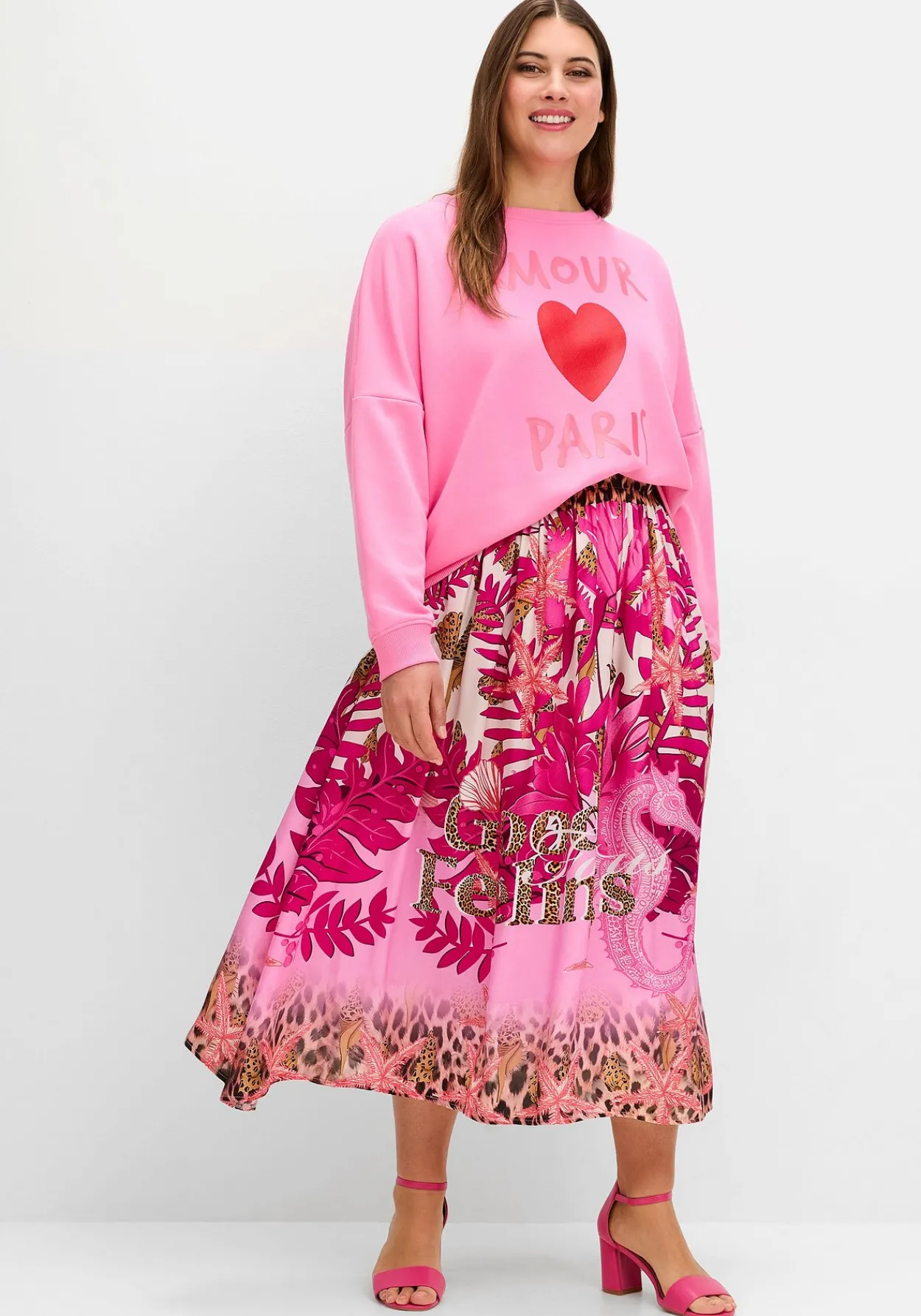 Sweatshirt mit Frontdruck und Rundhalsausschnitt<sheego loves miss goodlife Best