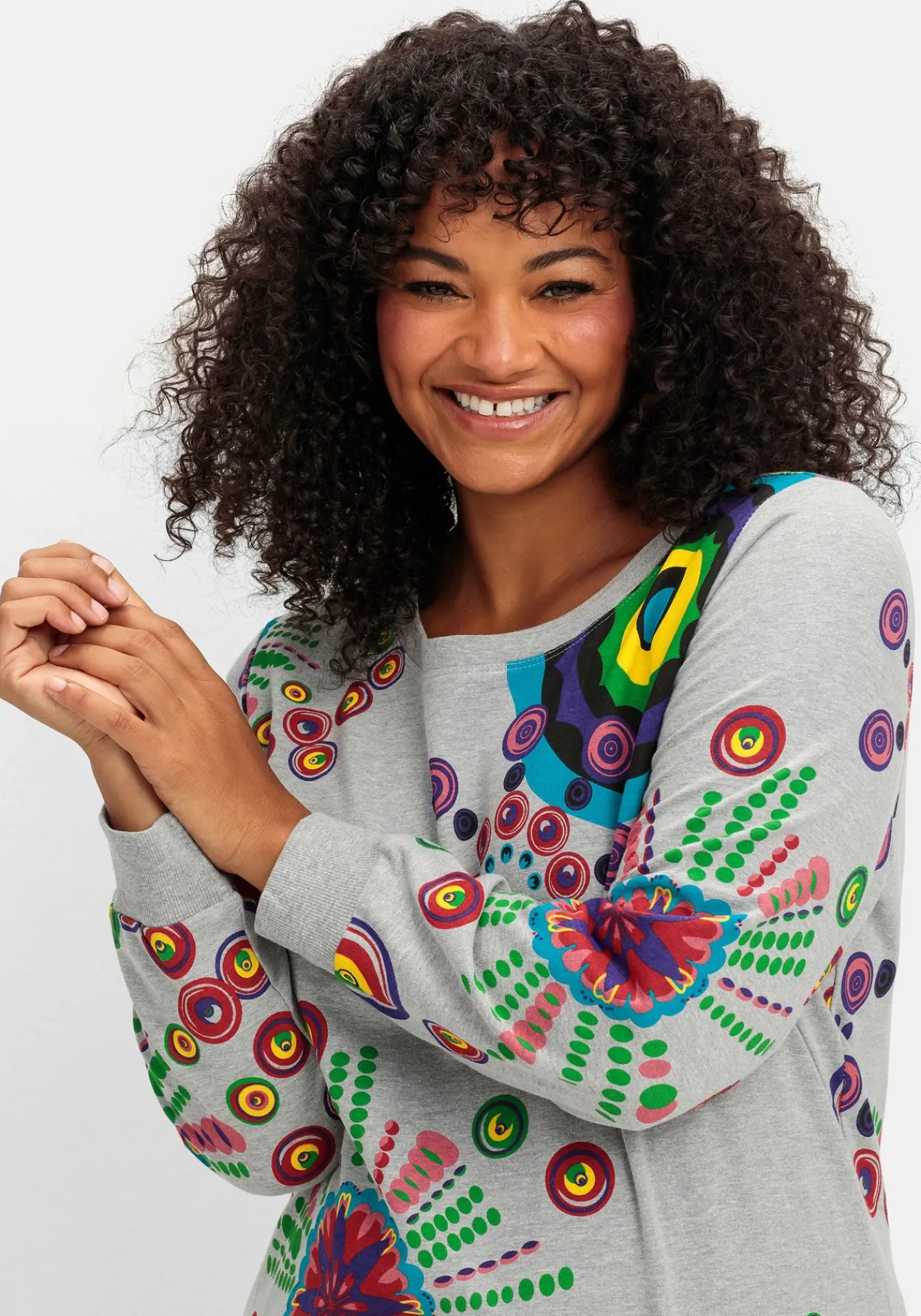 Sweatshirt mit grafischem Druck, im lockeren Schnitt<sheego New