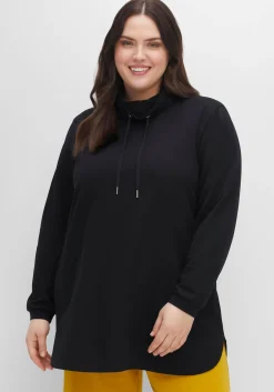 Sweatshirt mit hohem Kragen und Tunnelzug<sheego Online