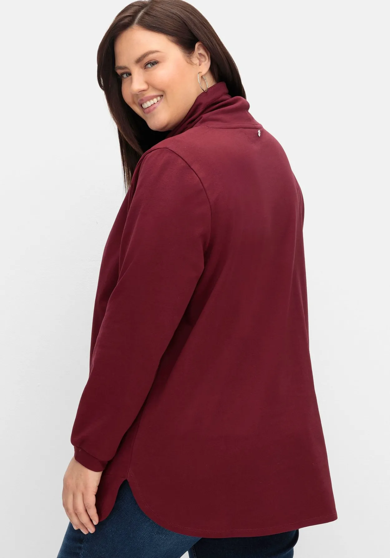 Sweatshirt mit hohem Kragen und Tunnelzug<sheego Sale