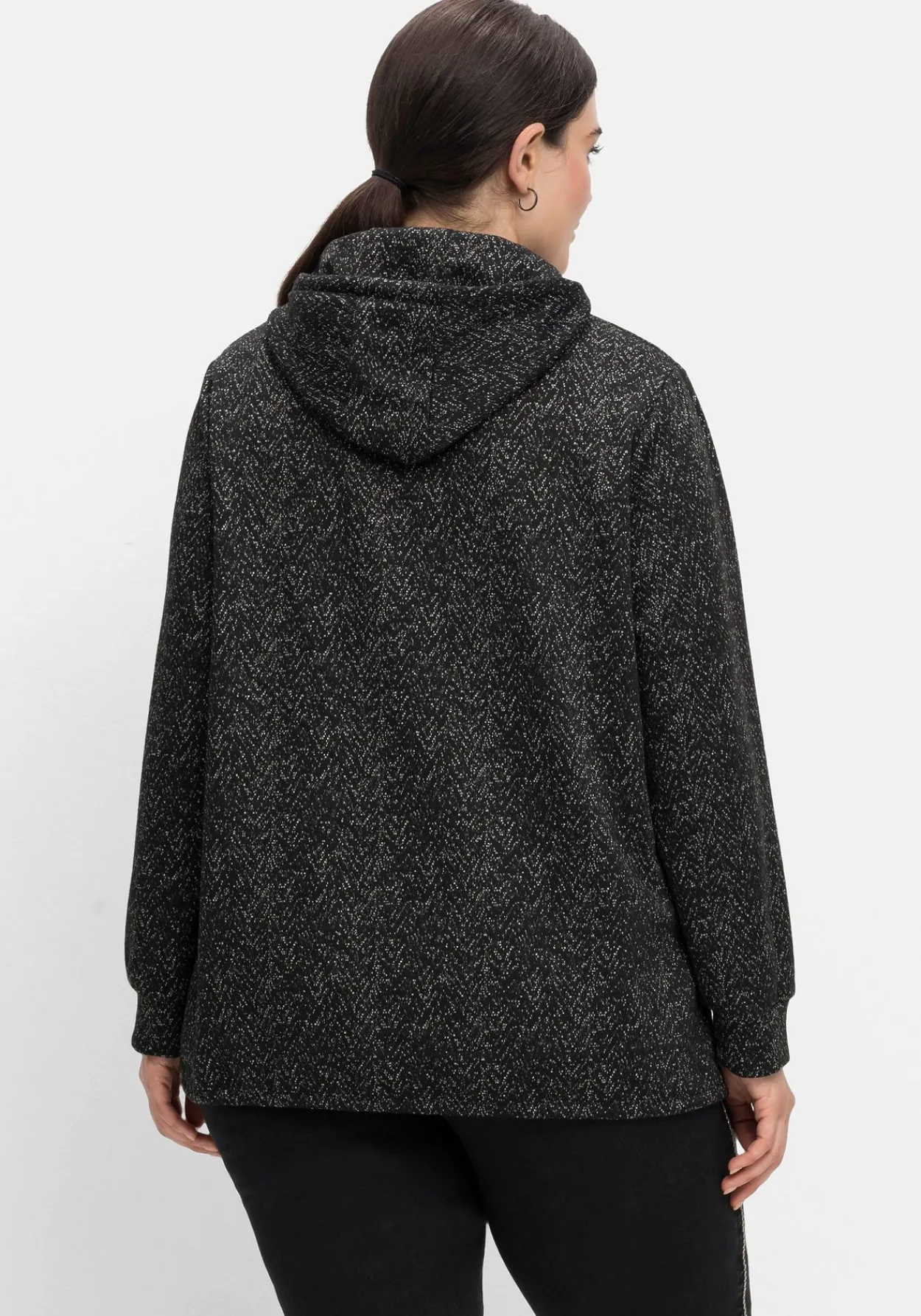 Sweatshirt mit Kapuze, in Salz-und-Pfeffer-Optik<sheego Discount