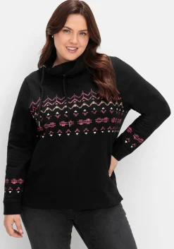 Sweatshirt mit Norwegerprint und weitem Stehkragen<sheego Online