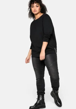 Sweatshirt mit seitlichen Reißverschlüssen<sheego Discount