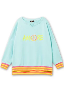Sweatshirt mit Statementprint und Ringelbündchen<sheego loves miss goodlife Hot