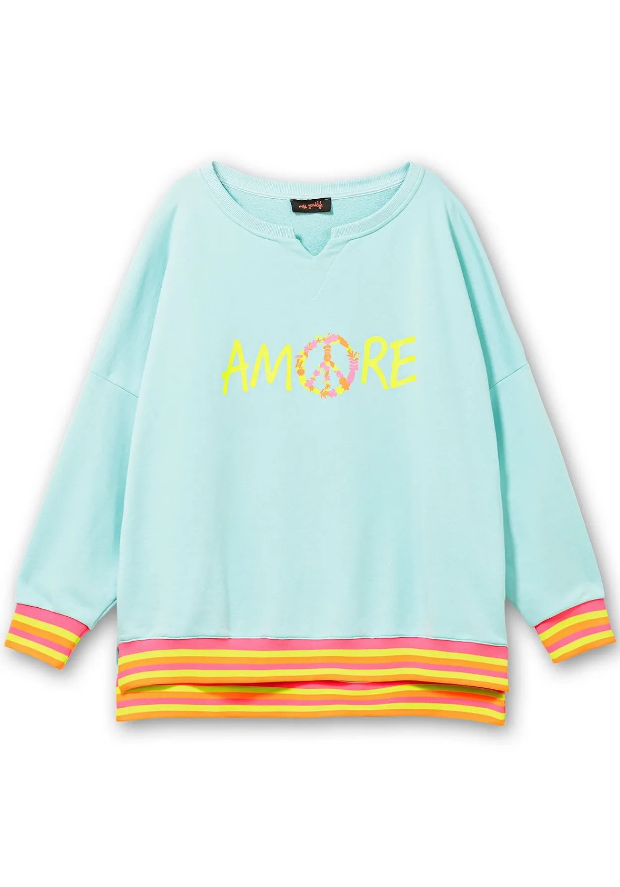 Sweatshirt mit Statementprint und Ringelbündchen<sheego loves miss goodlife Hot