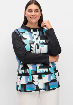 Sweatshirt mit Stehkragen und Grafikprint<sheego Hot
