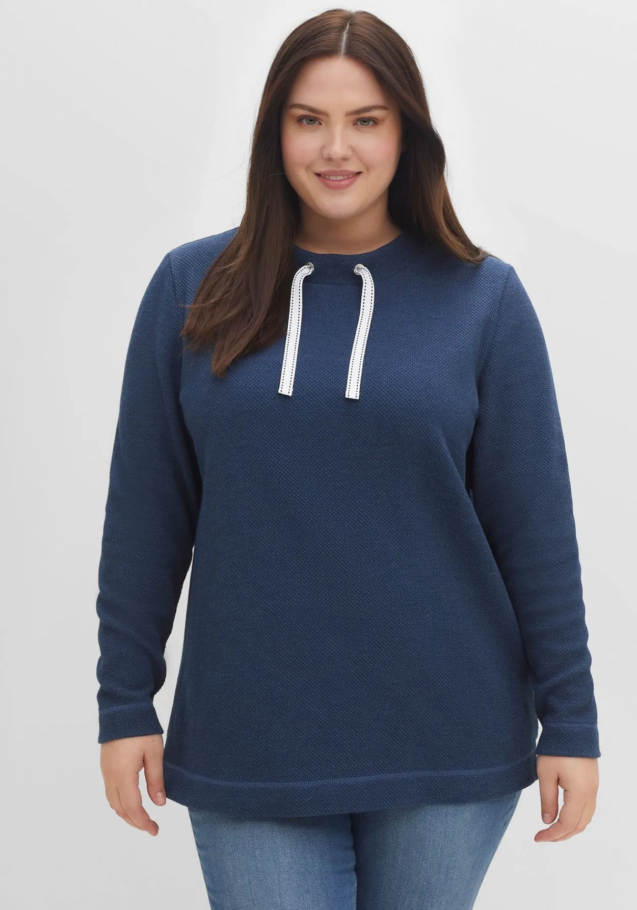 Sweatshirt mit Tunnelzug, aus Waffelpiqué<sheego Online