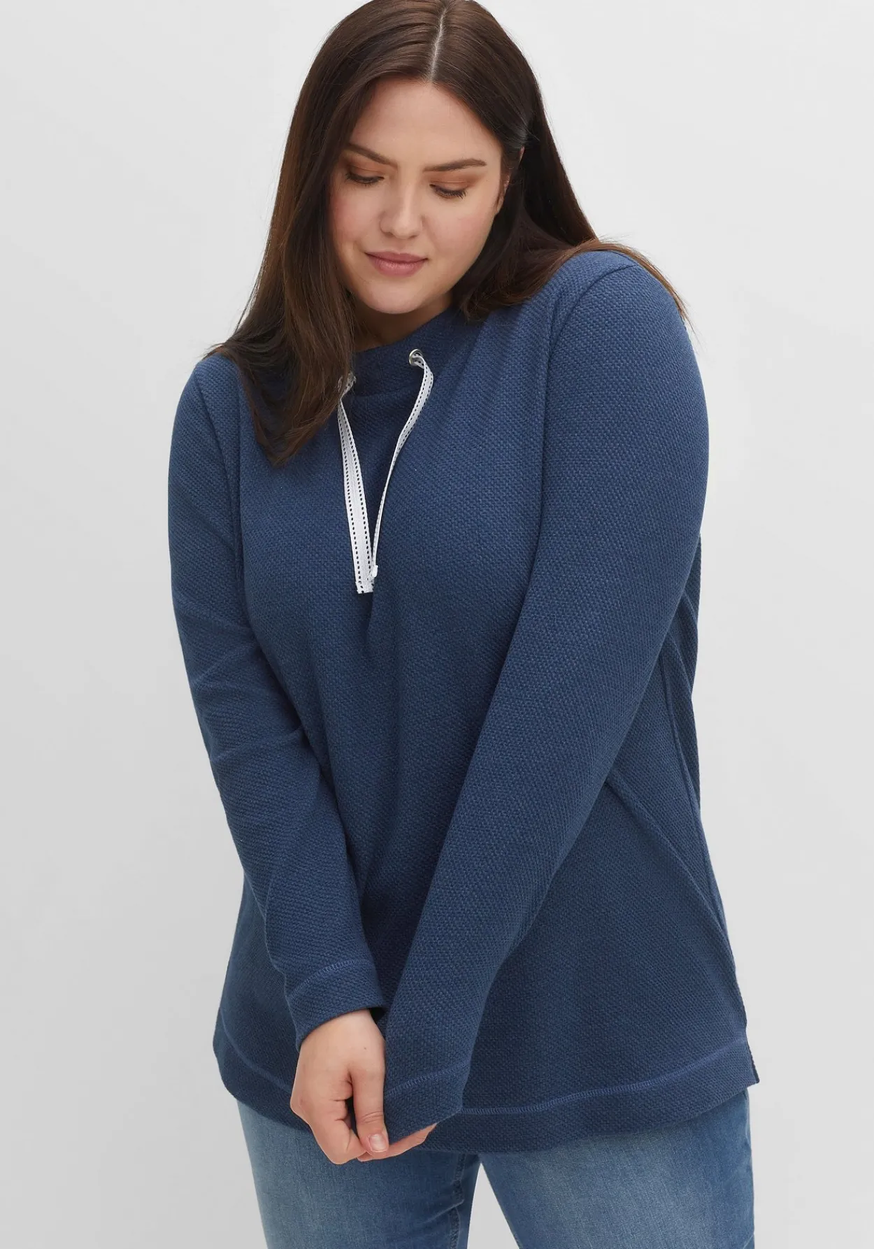 Sweatshirt mit Tunnelzug, aus Waffelpiqué<sheego Online