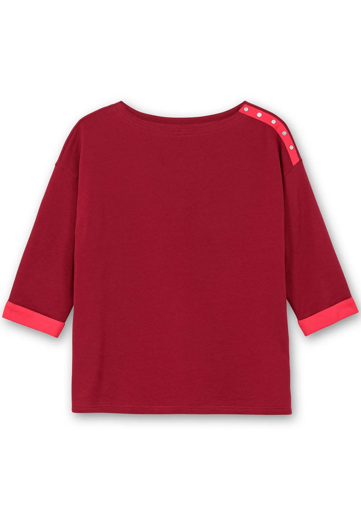 Sweatshirt mit Zierknöpfen und Kontrastdetails<sheego Online