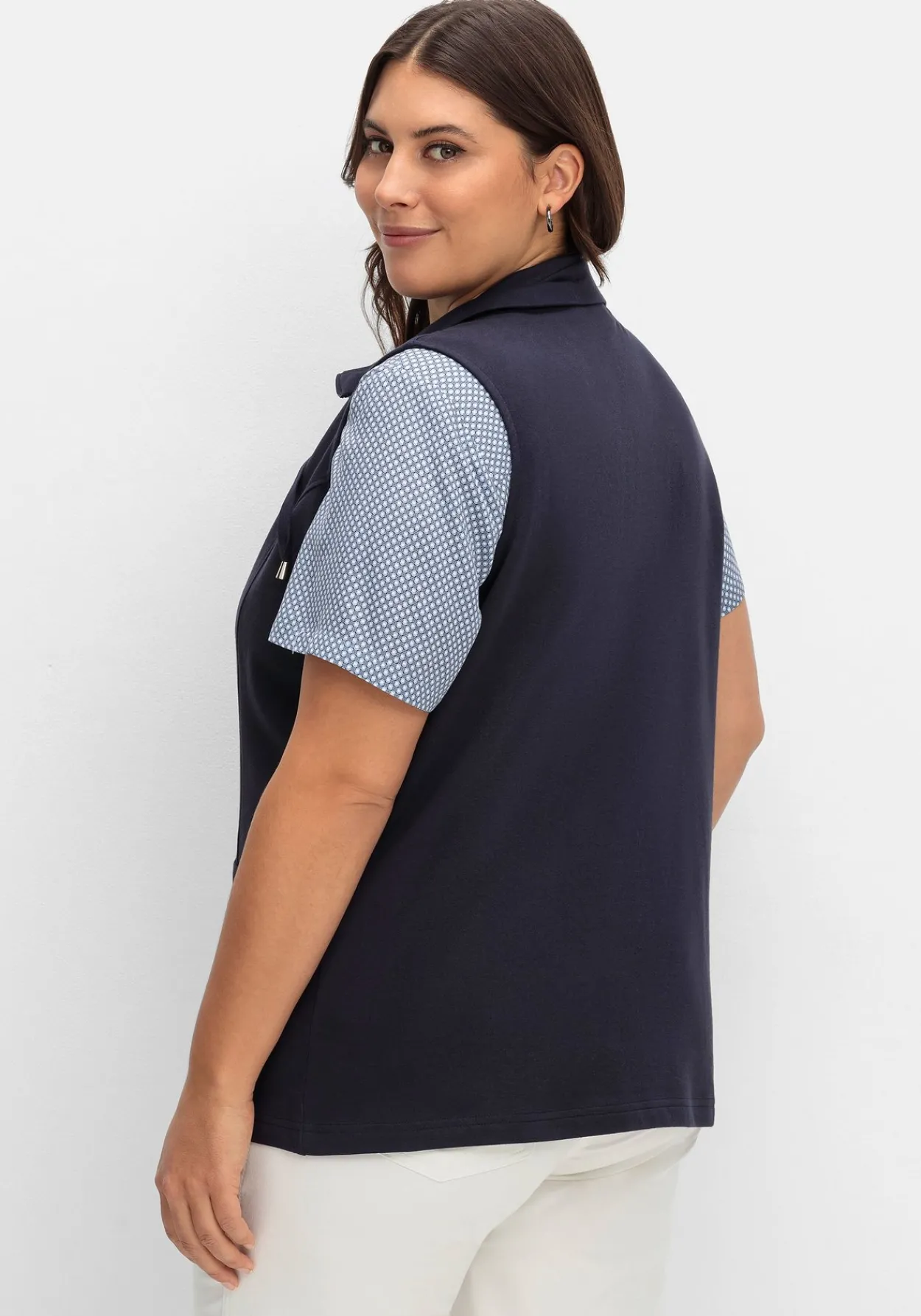 Sweatweste mit Reißverschluss und Umlegekragen<sheego Discount