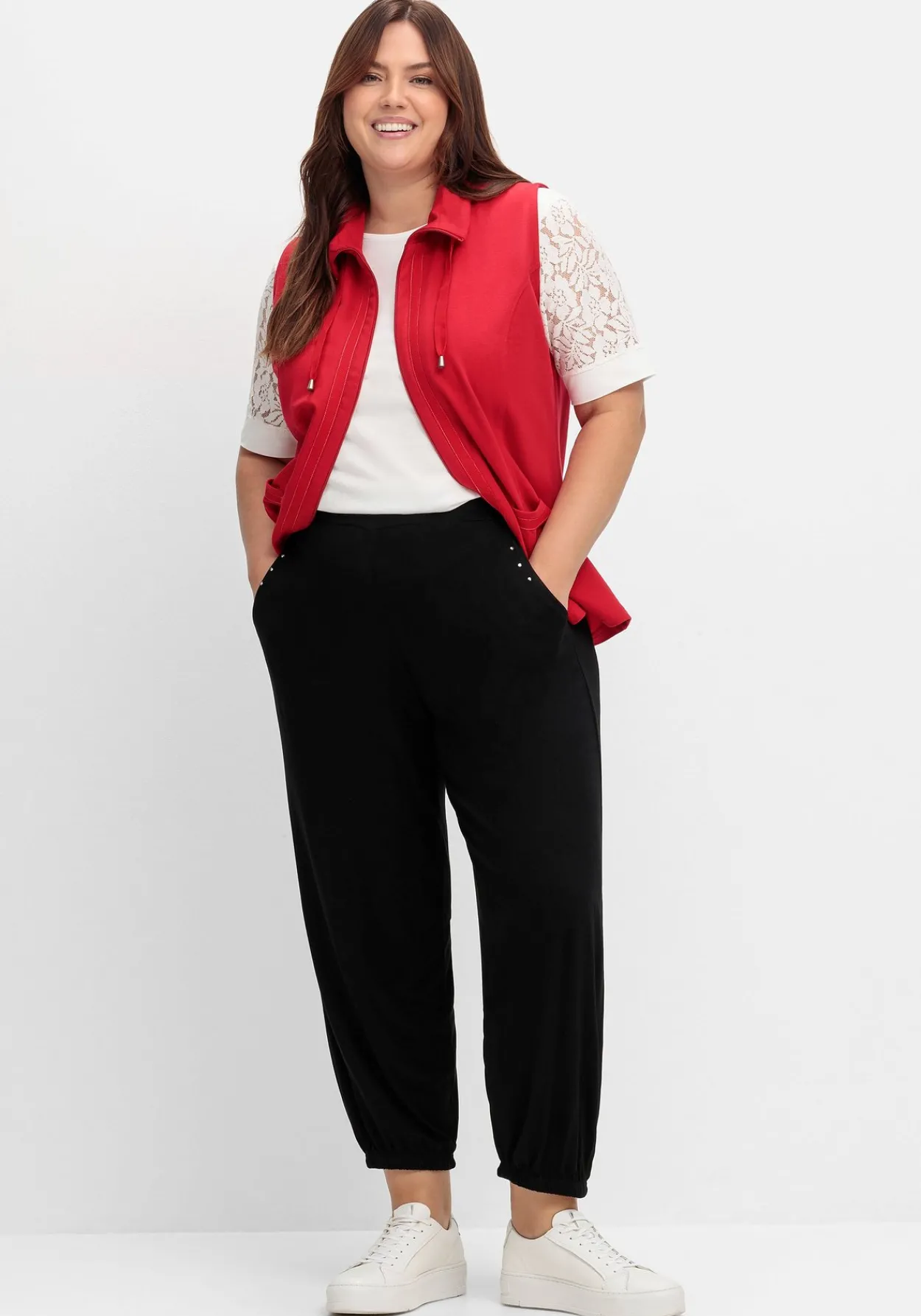 Sweatweste mit Reißverschluss und Umlegekragen<sheego Fashion