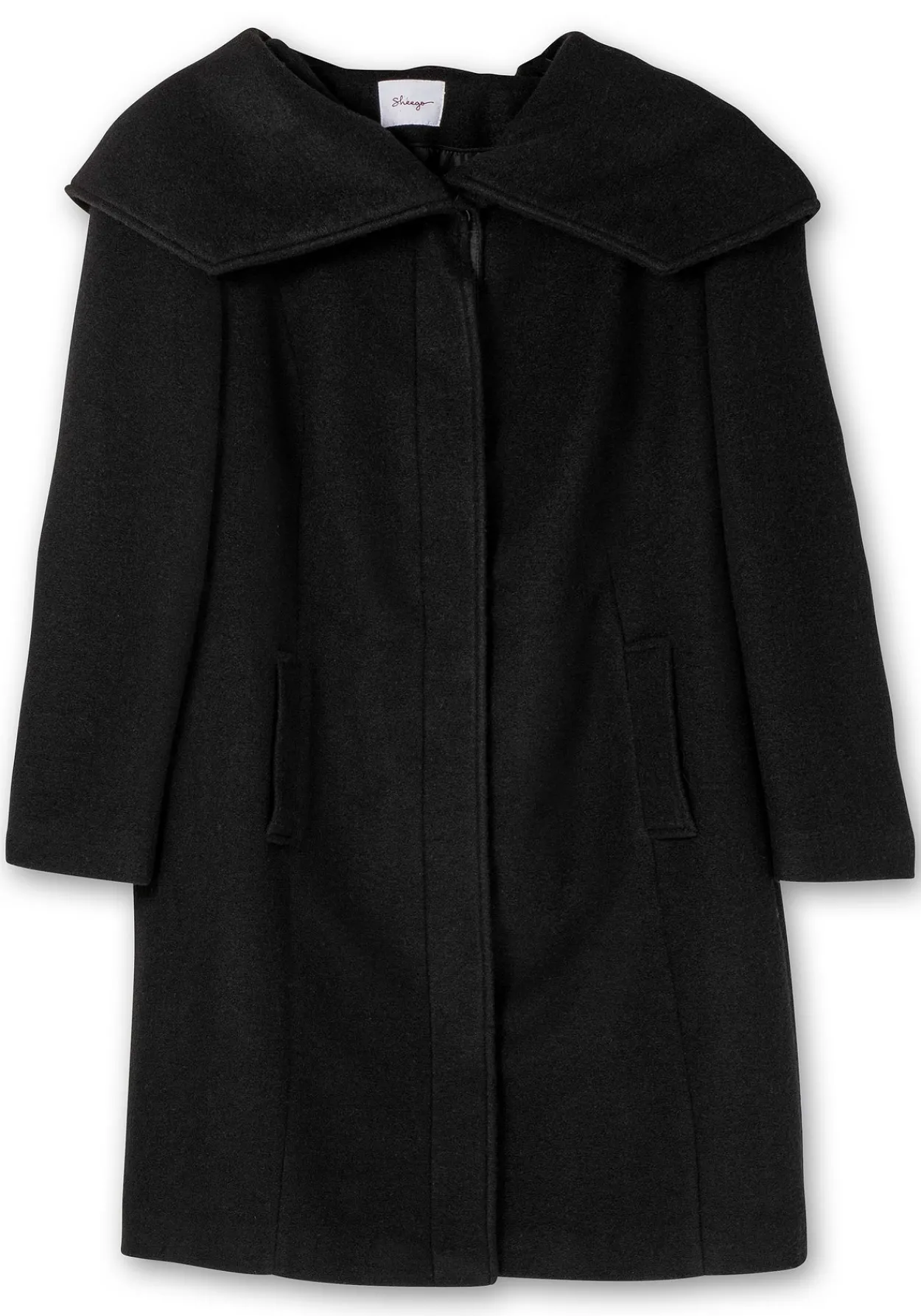 Taillierter Mantel mit großem Kragen und Wollanteil<sheego Clearance