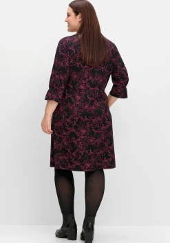 Tailliertes Shirtkleid mit 3/4-Arm und floralem Print<sheego Clearance
