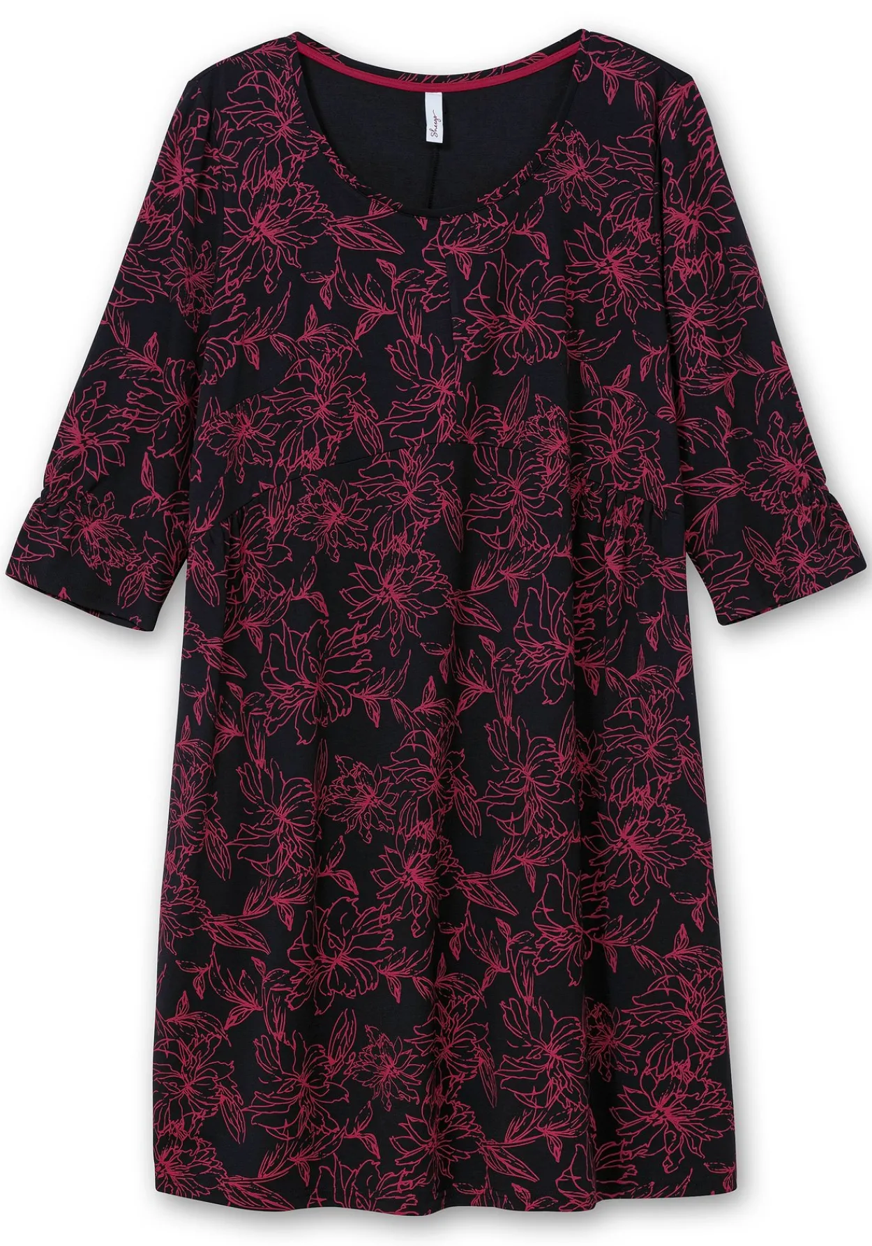 Tailliertes Shirtkleid mit 3/4-Arm und floralem Print<sheego Clearance