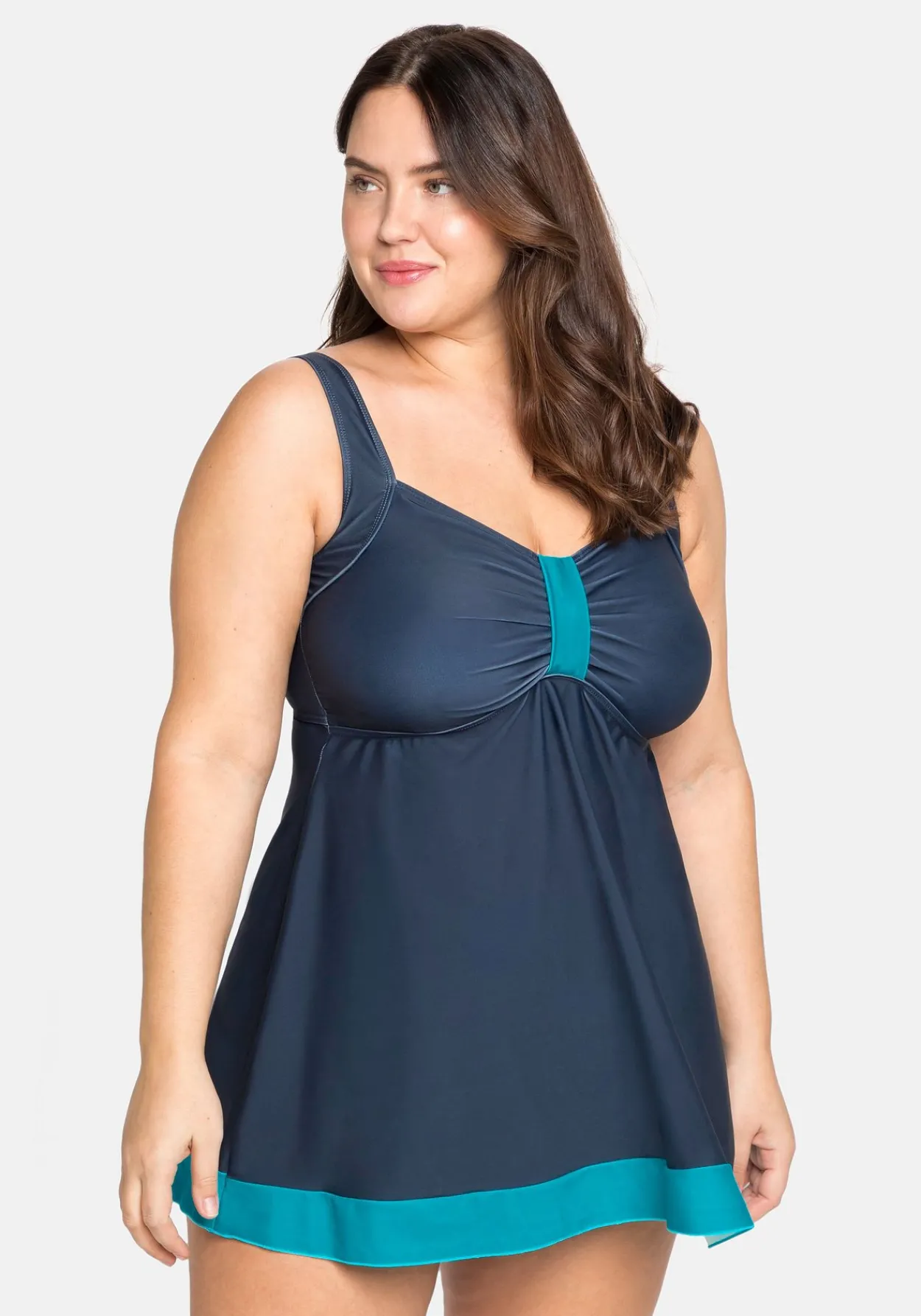 Tankini-Oberteil mit Kontrastdetails, in Longform<sheego Best