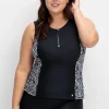 Tankini-Top mit Zipper und Kontrasteinsatz<sheego Fashion