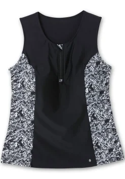 Tankini-Top mit Zipper und Kontrasteinsatz<sheego Fashion