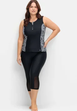 Tankini-Top mit Zipper und Kontrasteinsatz<sheego Fashion