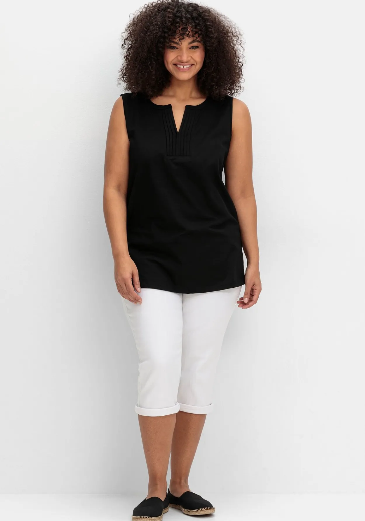 Tanktop aus Jersey, mit Biesen am Ausschnitt<sheego Discount