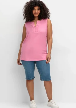 Tanktop aus Jersey, mit Biesen am Ausschnitt<sheego Sale