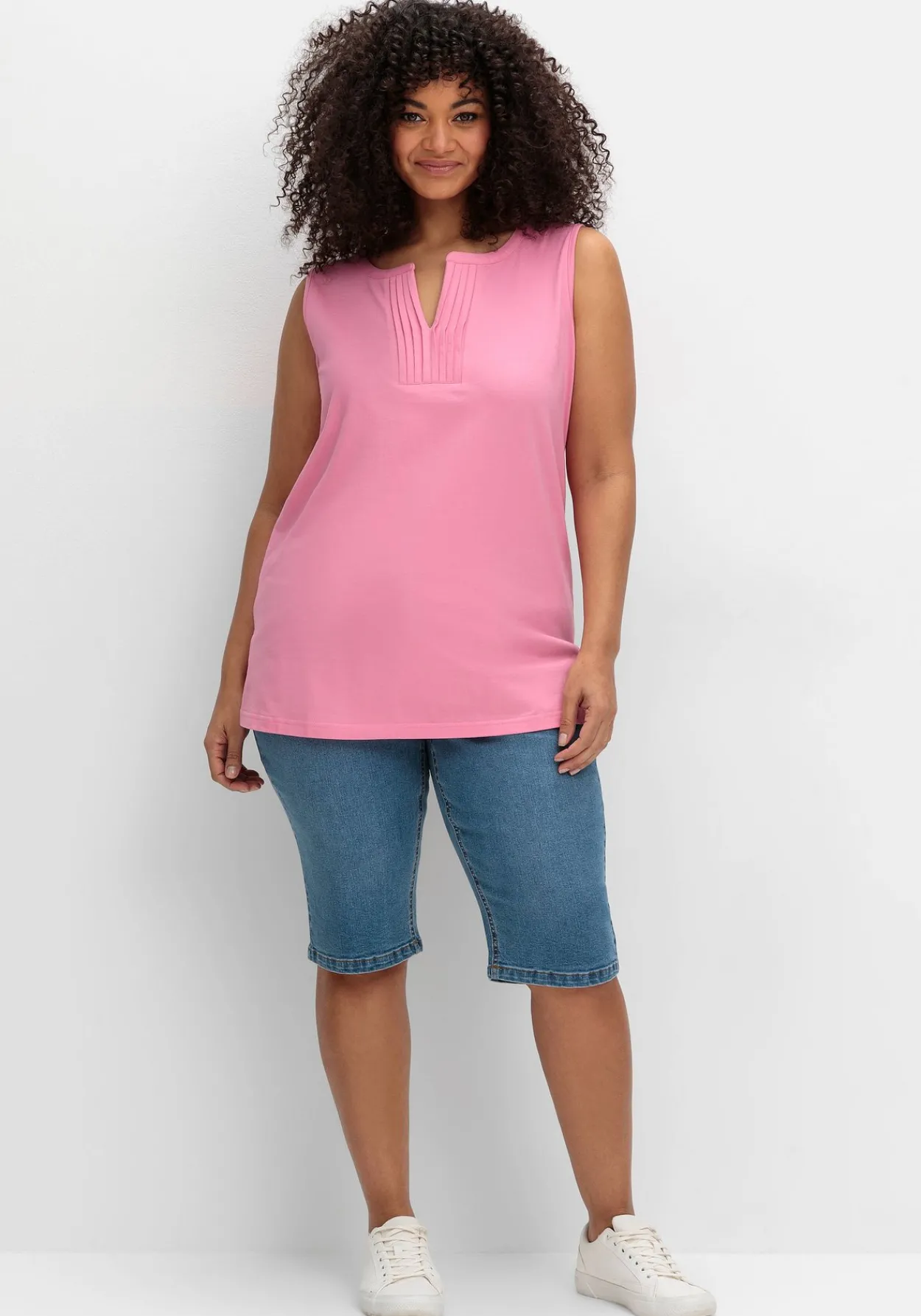 Tanktop aus Jersey, mit Biesen am Ausschnitt<sheego Sale