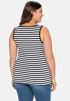 Tanktop mit Ringeln und Spitze am Ausschnitt<sheego Fashion