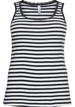 Tanktop mit Ringeln und Spitze am Ausschnitt<sheego Fashion