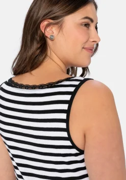 Tanktop mit Ringeln und Spitze am Ausschnitt<sheego Fashion