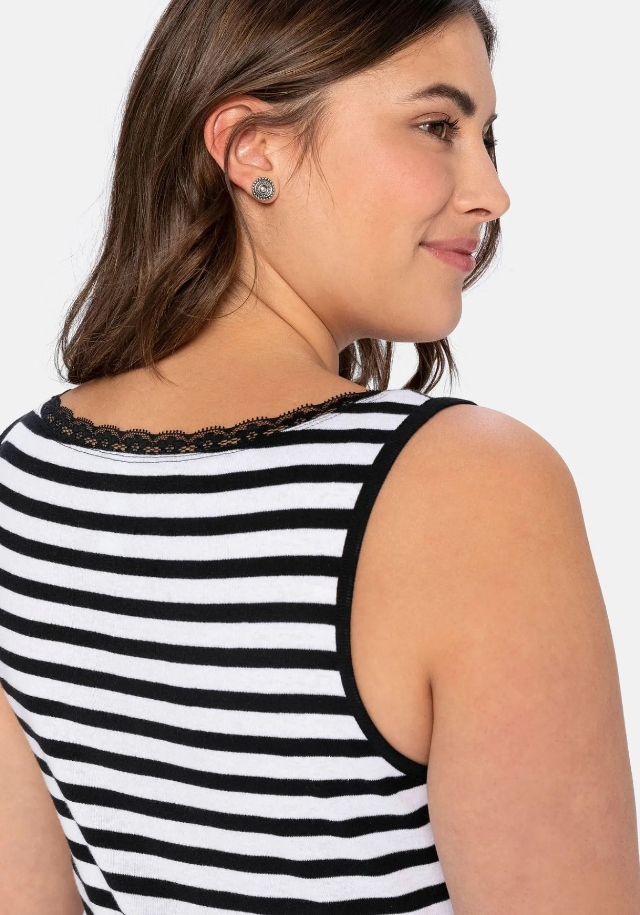Tanktop mit Ringeln und Spitze am Ausschnitt<sheego Fashion