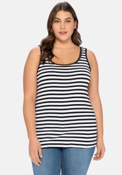 Tanktop mit Ringeln und Spitze am Ausschnitt<sheego Fashion