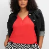 Tanktop mit V-Ausschnitt und Zierknopfleiste<sheego Sale