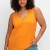 Tanktop mit V-Ausschnitt und Zierknopfleiste<sheego Discount