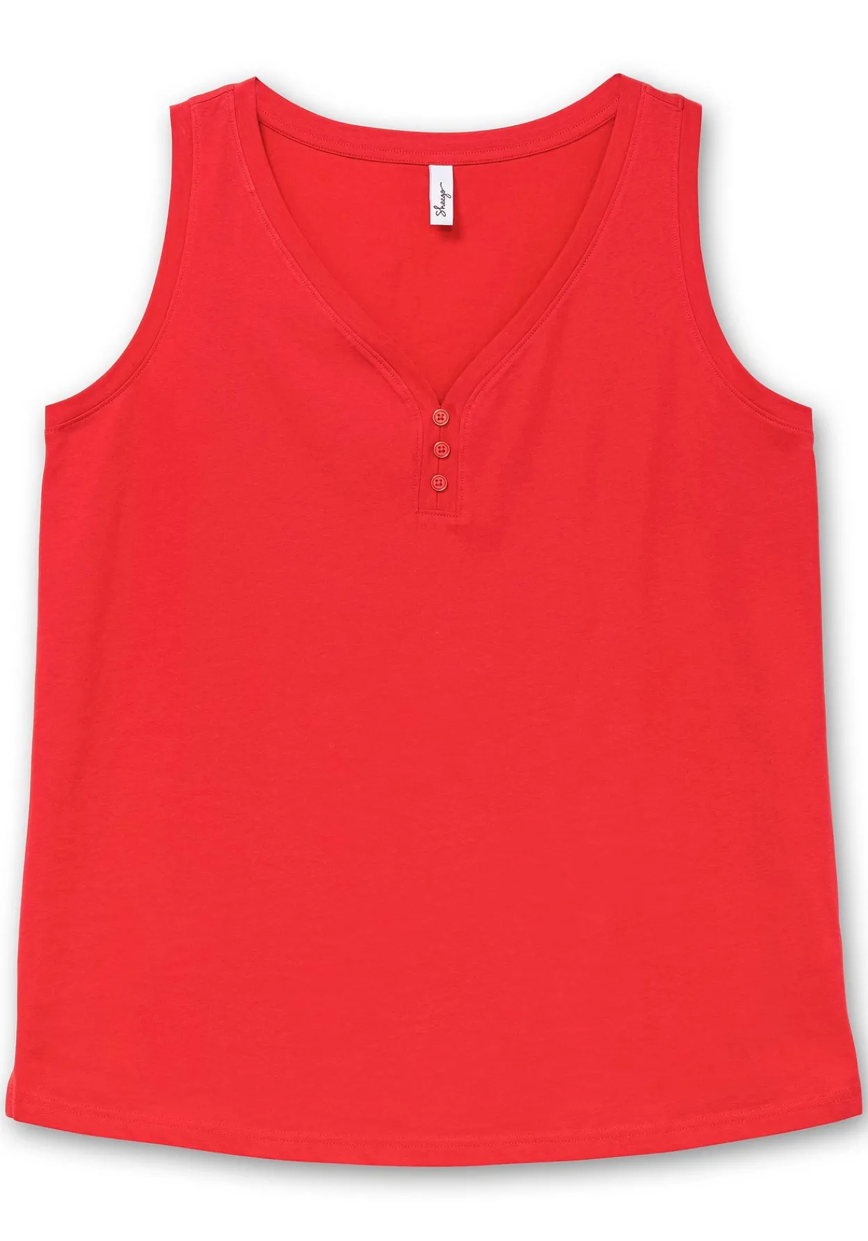 Tanktop mit V-Ausschnitt und Zierknopfleiste<sheego Sale