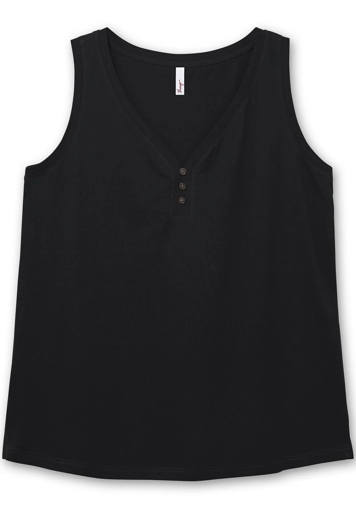 Tanktop mit V-Ausschnitt und Zierknopfleiste<sheego Hot