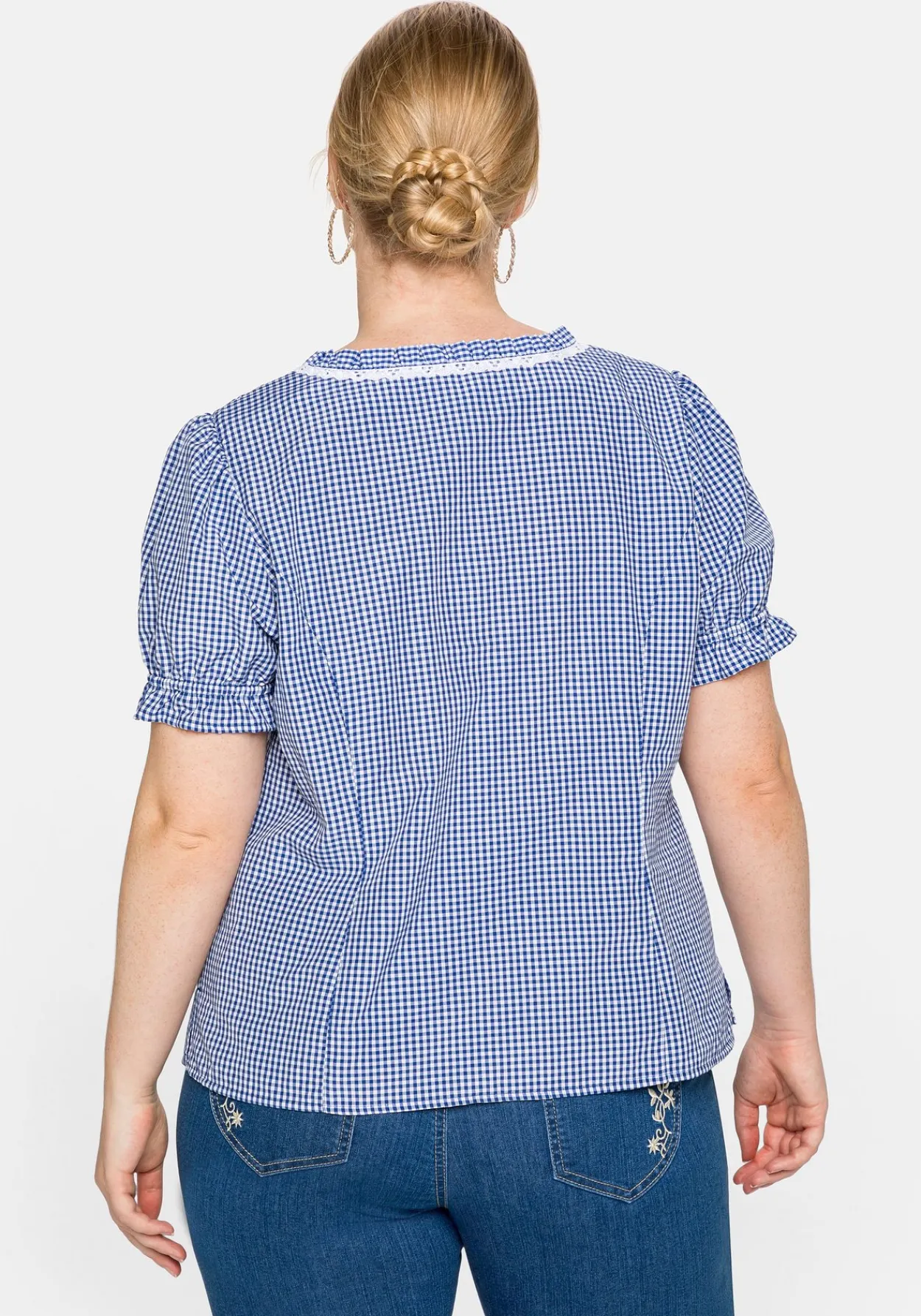 Trachtenbluse im Karo-Design, mit Spitzenbesatz<sheego Hot