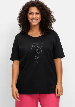 T-Shirt mit Blumen-Applikation<sheego Sale