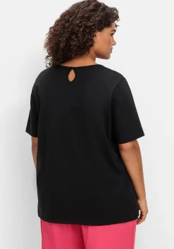 T-Shirt mit Blumen-Applikation<sheego Sale